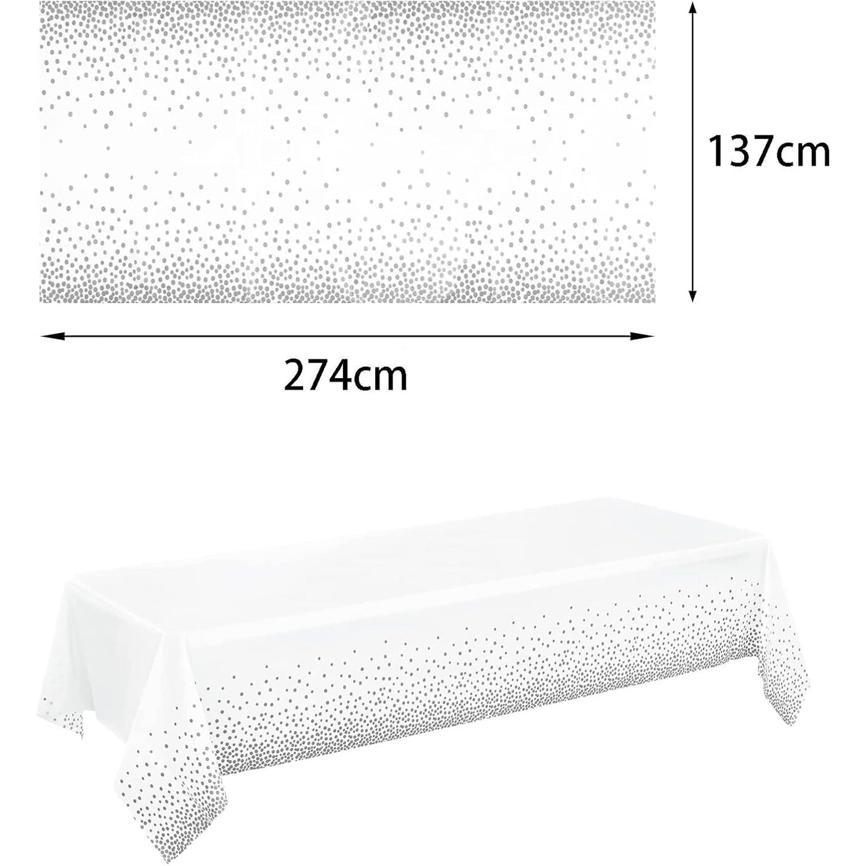 Fata de Masa, Vivimall, din PEVA, Imprimeu Buline, 137 x 274 cm, Impermeabila, Fara Pete, Curatare Rapida, Gri