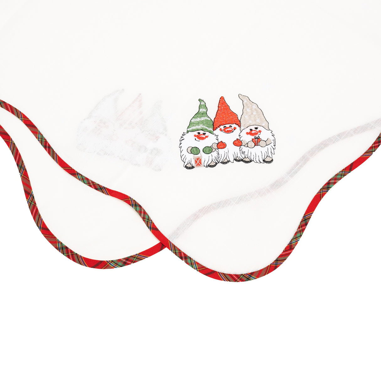 Fata de Masa Flippy, Material In Brodat, cu Motiv Trei Pitici, 85 x 85 cm, Alb