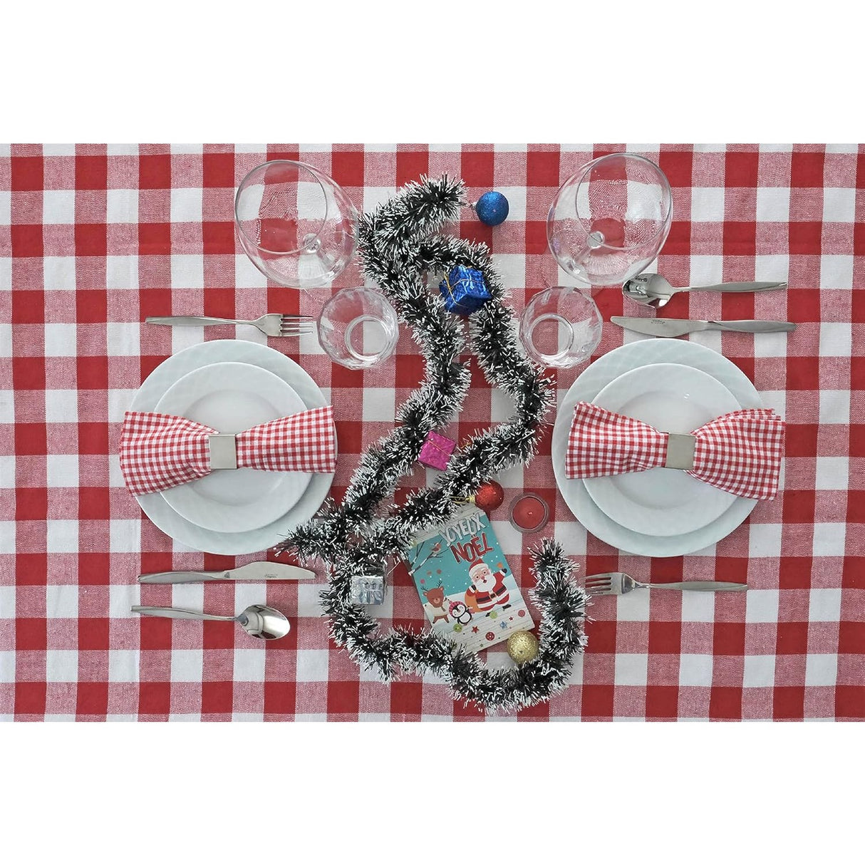 Fata de masa in carouri Flippy, Material Textil, 130 x 180 cm, Rosu