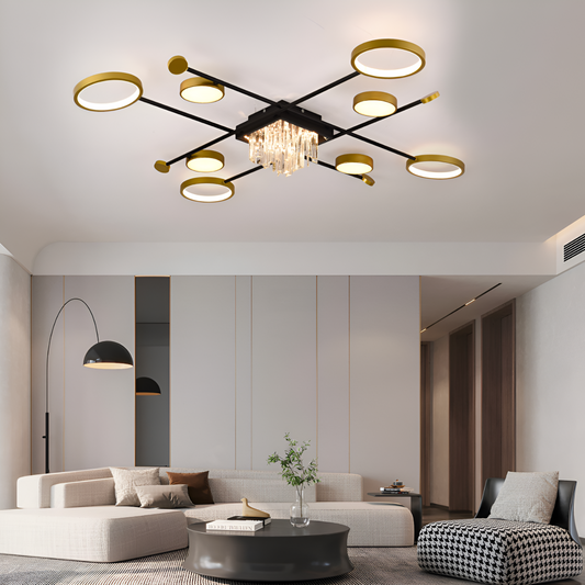 Lustra Led Cu Telecomanda Si Cristal Guida, 8 Elemente, Lumina Rece/Calda/Neutra, Dimabila - vivimall.ro