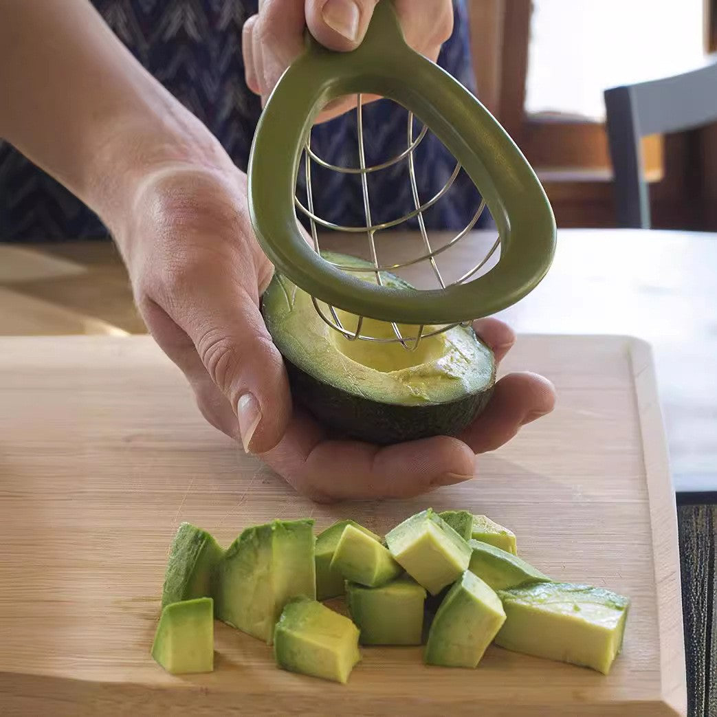 Feliator de Avocado, Vivimall, pentru Taierea in Cubulete, Multifunctional, pentru Bucatarie, Otel Inoxidabil, ABS, 16x8x5 cm, Verde - vivimall.ro