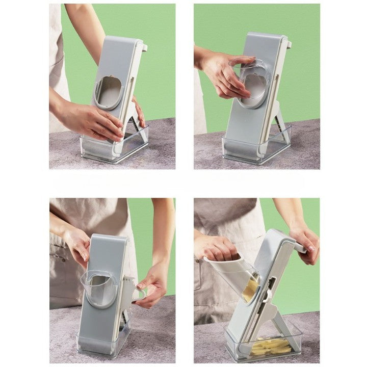 Feliator De Legume Multifunctional, Taieturi Diferite, Razatoare Pentru Bucatarie, Taietor De Cartofi, Presa Manuala, Pliabila, Extensibila, Pp Pet, 23.5X9.5X5.5 Cm - vivimall.ro