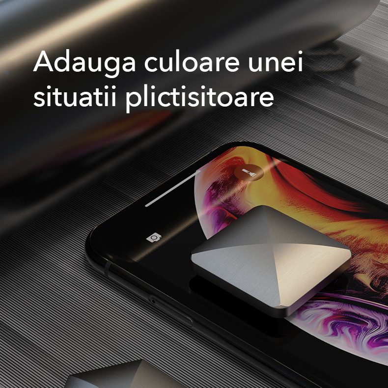 Fidget Spinner Flippy 41x41 mm argintiu în rotație, captură dinamică, jucărie antistres energie cinetică