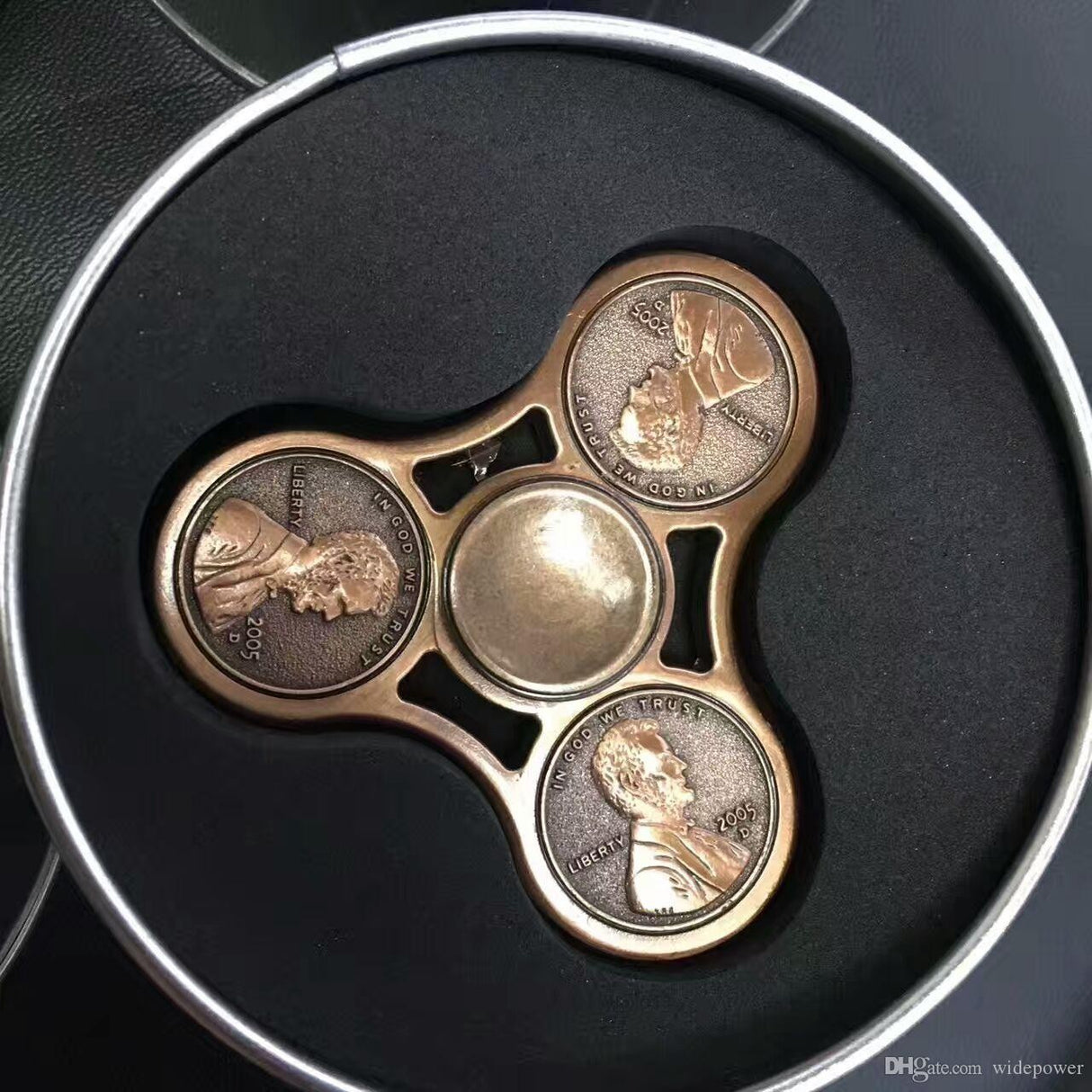 Fidget Spinner Jucarie Antistres Model One Cent Auriu - vivimall.ro