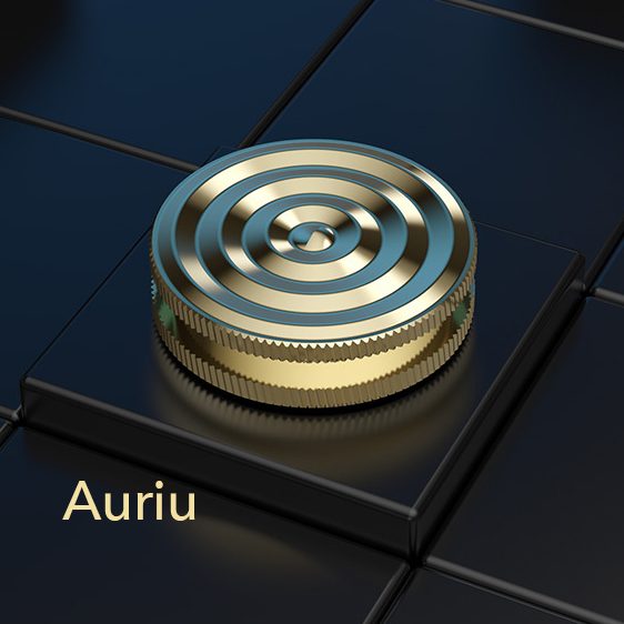 Fidget spinner Flippy tip breloc, detaliu mecanism rotire 360°, oțel inoxidabil auriu