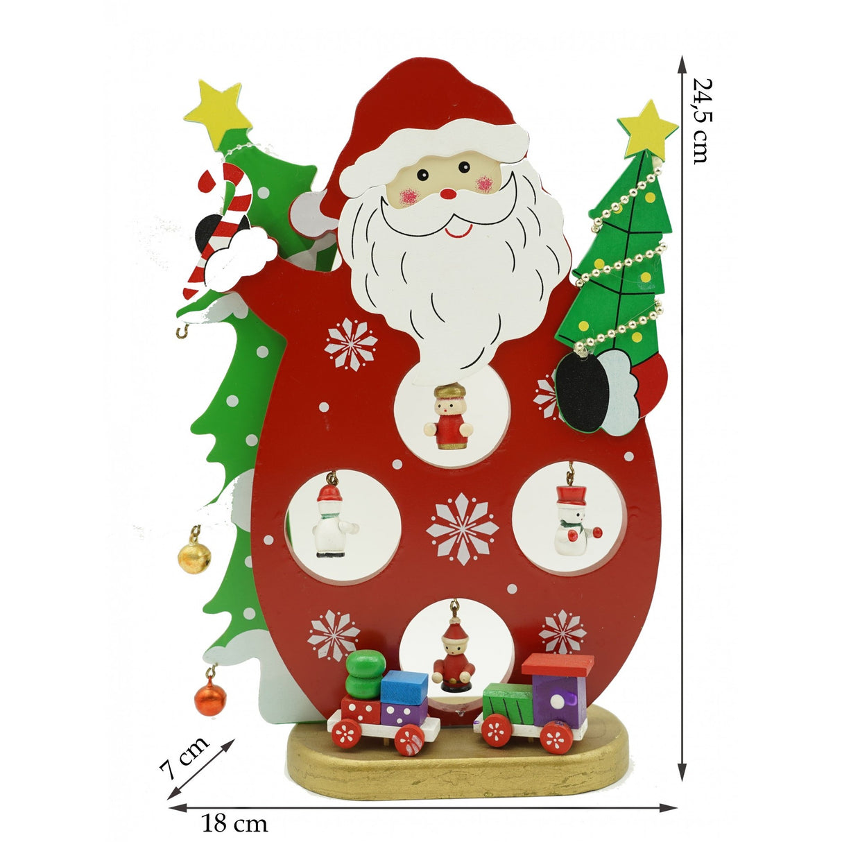 Figurina decorata, Mos Craciun, Rosu, din Lemn, 18 cm x 24.5 cm, Interior, Flippy - vivimall.ro