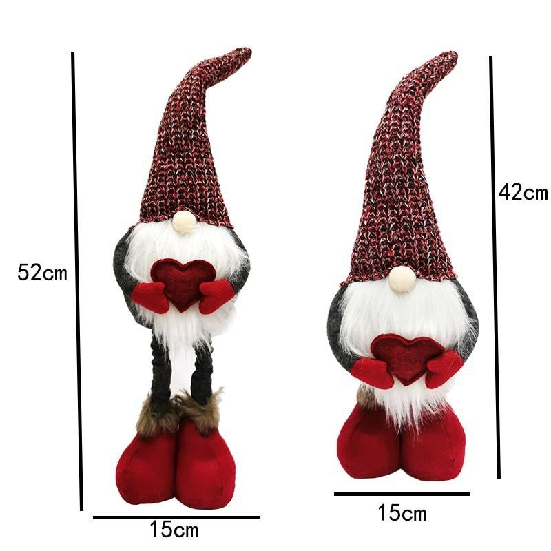 Figurina Decorativa, Pentru Craciun, Flippy, Spiridus, Omul Padurii Indragostit, Picioare Telescopice, Inaltime reglabila 42 - 52 cm, Rosu