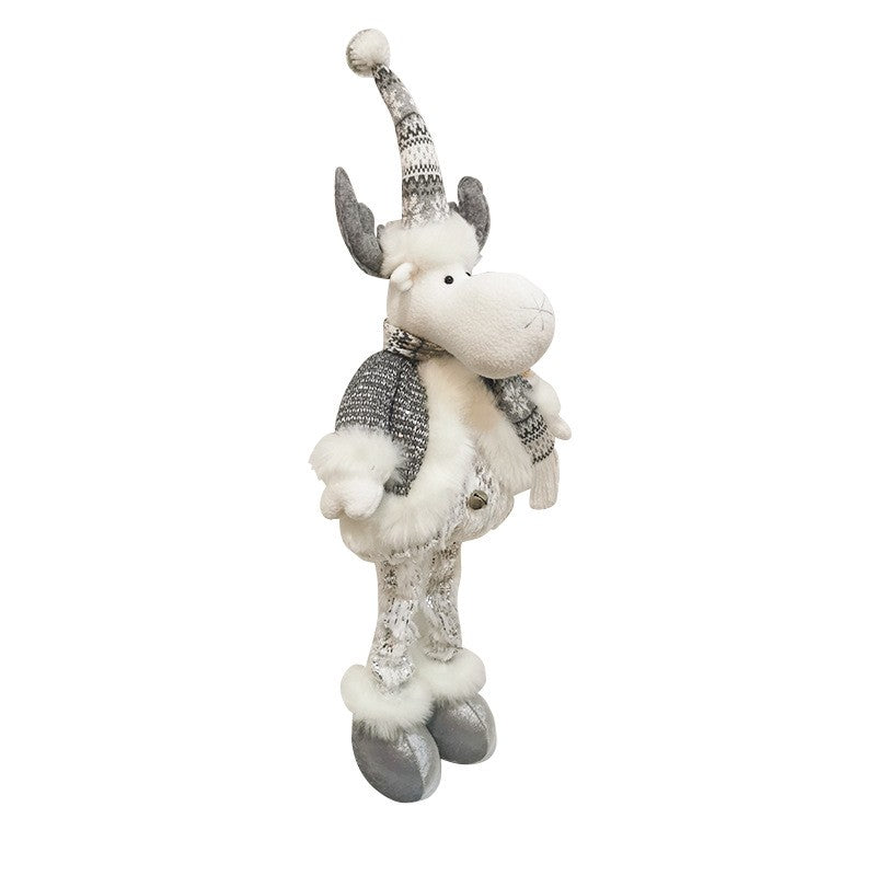 Figurina Decorativa, Pentru Craciun, Ren, Picioare Telescopice, Inaltime Reglabila 52- 82 Cm, Pantaloni Luciosi, Alb/ - vivimall.ro