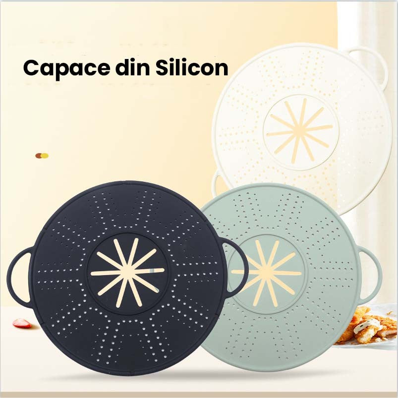 Capac Sita pentru Tigaie, Vivimall, 28 inch, Capac din Silicon pentru Scuregere, Rezistent la Remperaturi ridicate, Anti-Stropire, Deflector de Ulei, Verde deschis - vivimall.ro