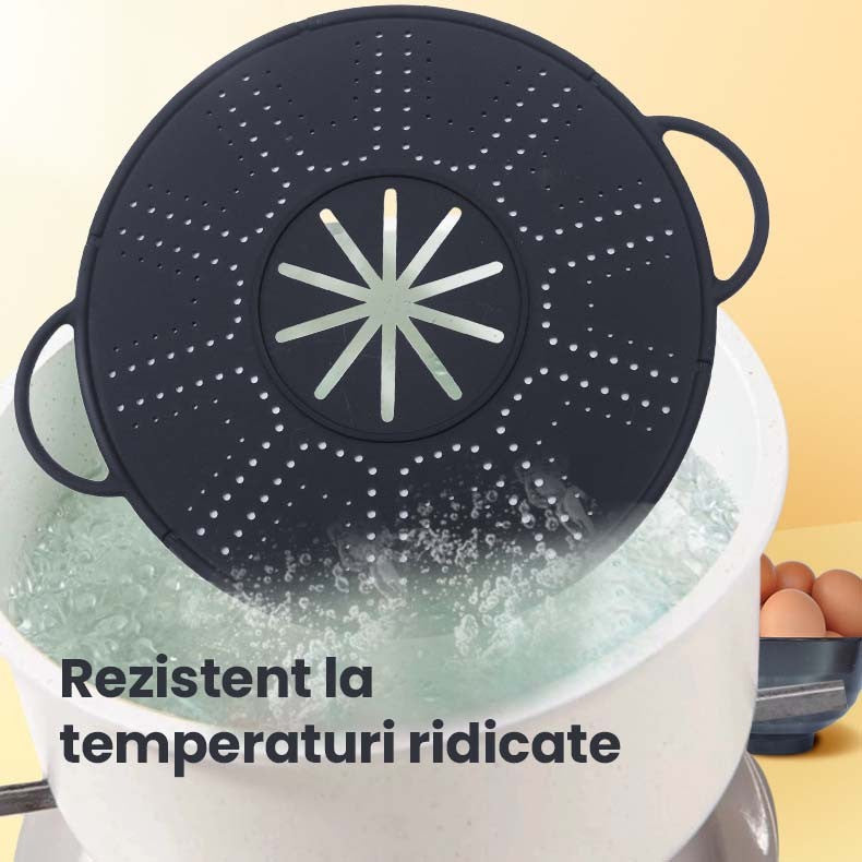 Capac Sita pentru Tigaie, Vivimall, 28 inch, Capac din Silicon pentru Scuregere, Rezistent la Remperaturi ridicate, Anti-Stropire, Deflector de Ulei, Negru - vivimall.ro