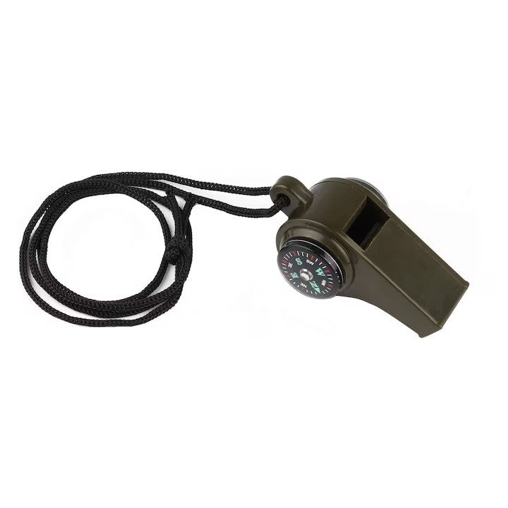 Fluier 3in1, Vivimall cu Busola si Termometru, pentru Drumetii, Negru
