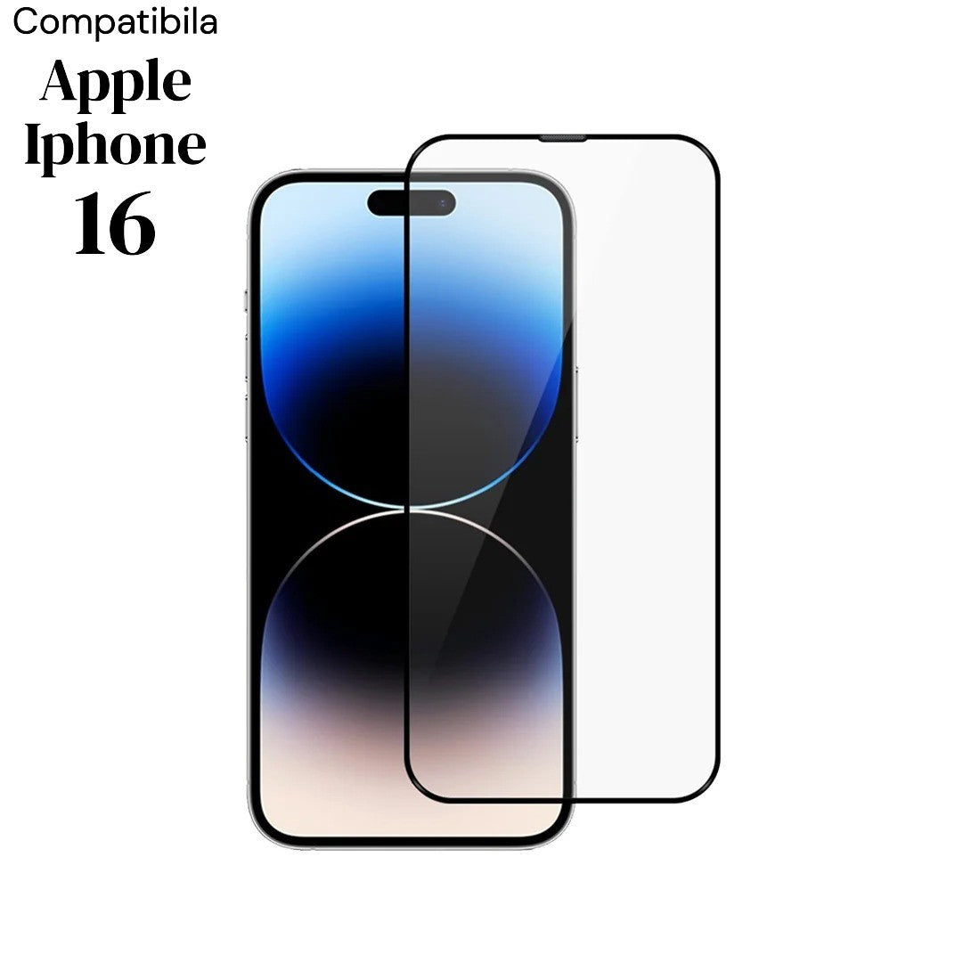 Folie de Protectie Ceramica, Vivimall, Compatibila cu Apple iPhone 16, Ceramics 9D, Antisoc, Margini Negre, Transparent - vivimall.ro