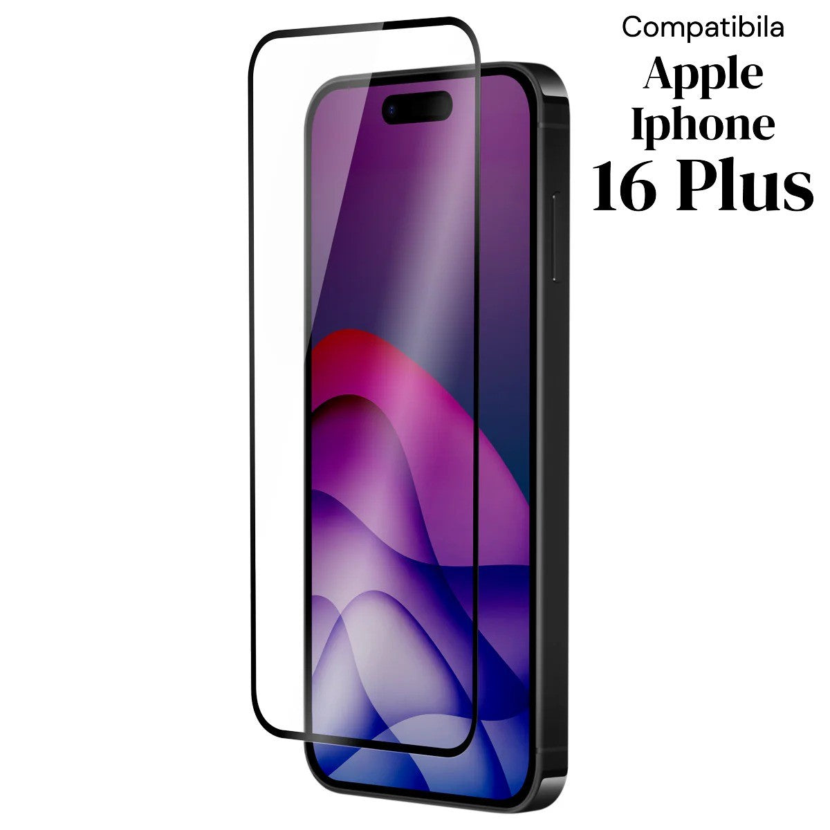 Folie de Protectie Ceramica, Vivimall, Compatibila cu Apple iPhone 16 Plus, Ceramics 9D, Antisoc, Margini Negre, Transparent - vivimall.ro