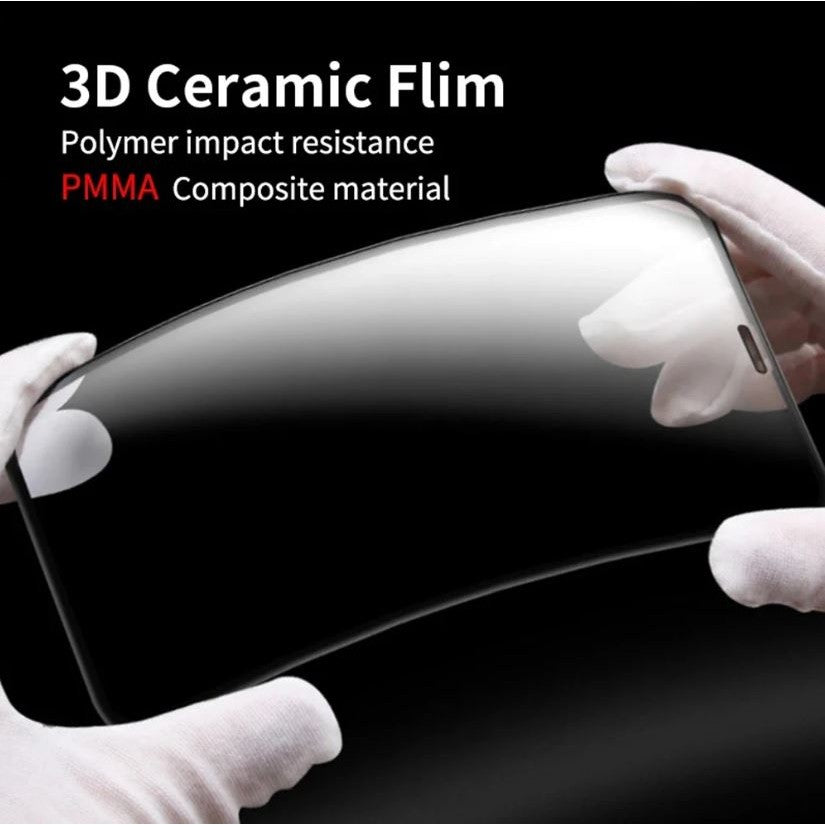 Folie de Protectie Ceramica, Vivimall, Compatibila cu Apple iPhone 16 Pro, Ceramics 9D, Antisoc, Margini Negre, Transparent - vivimall.ro