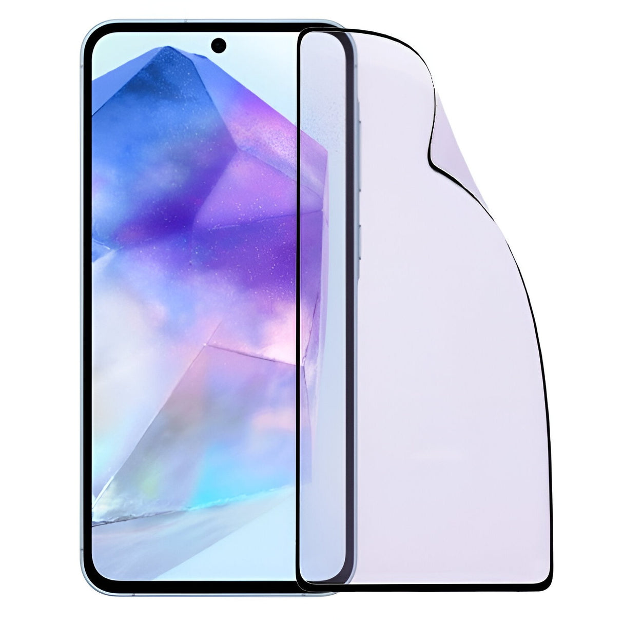 Folie de Protectie Ceramica, Vivimall, Compatibila cu Samsung Galaxy A55, Ceramics 9D, Antisoc, Margini Negre, Transparent - vivimall.ro