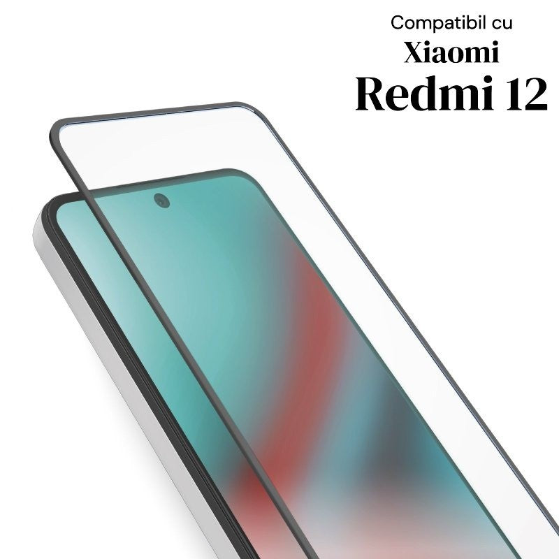 Folie ceramică 9D Xiaomi Redmi 12, ambalaj și accesorii incluse, vedere de ansamblu