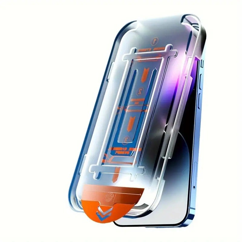 Folie de Protectie cu Instalare Rapida, Flippy, pentru Apple iPhone 15 Plus, Privacy Tempered Glass Easy Tool, Full Cover, Protectie Difuzor, HD, Margini Negre, Transparent - vivimall.ro