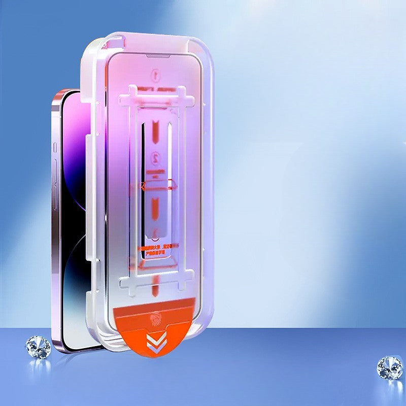 Kit instalare folie Easy Tool iPhone 15, conținut pachet, instrucțiuni aplicare