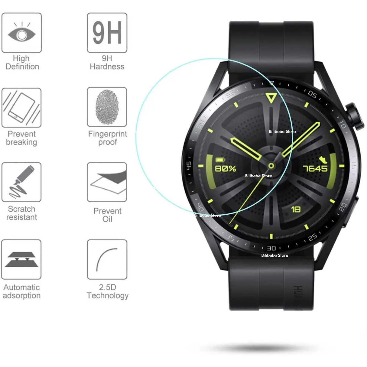 Folie de protectie, Vivimall, Pentru Huawei Watch GT4 41MM, Sticla Securizata 2.5 D , Transparent - vivimall.ro