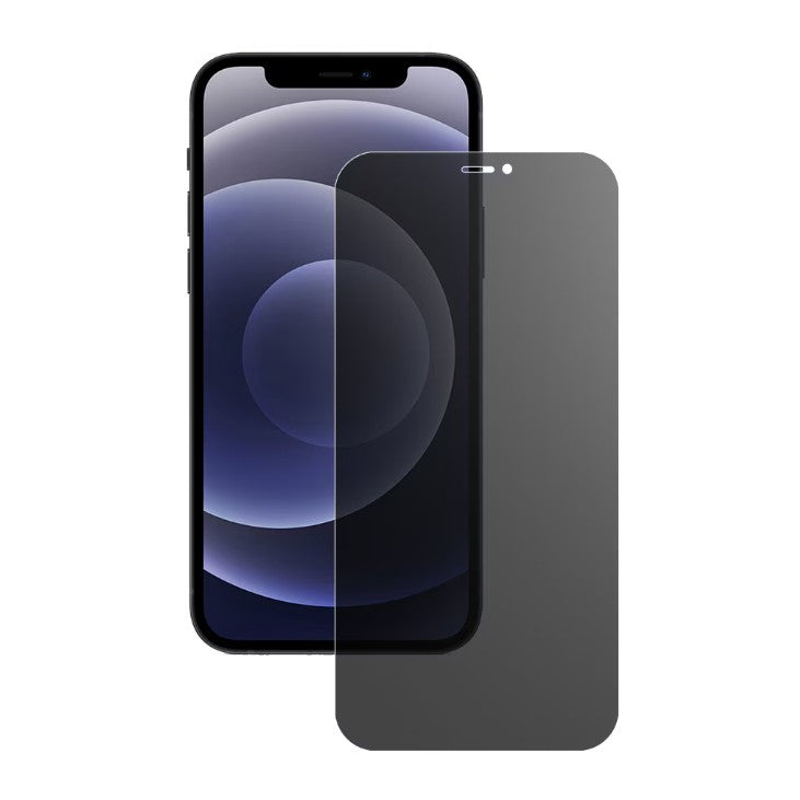 Folie Matte Ceramic Privacy pentru iPhone 15 Plus, duritate 9H, negru transparent, vedere frontală