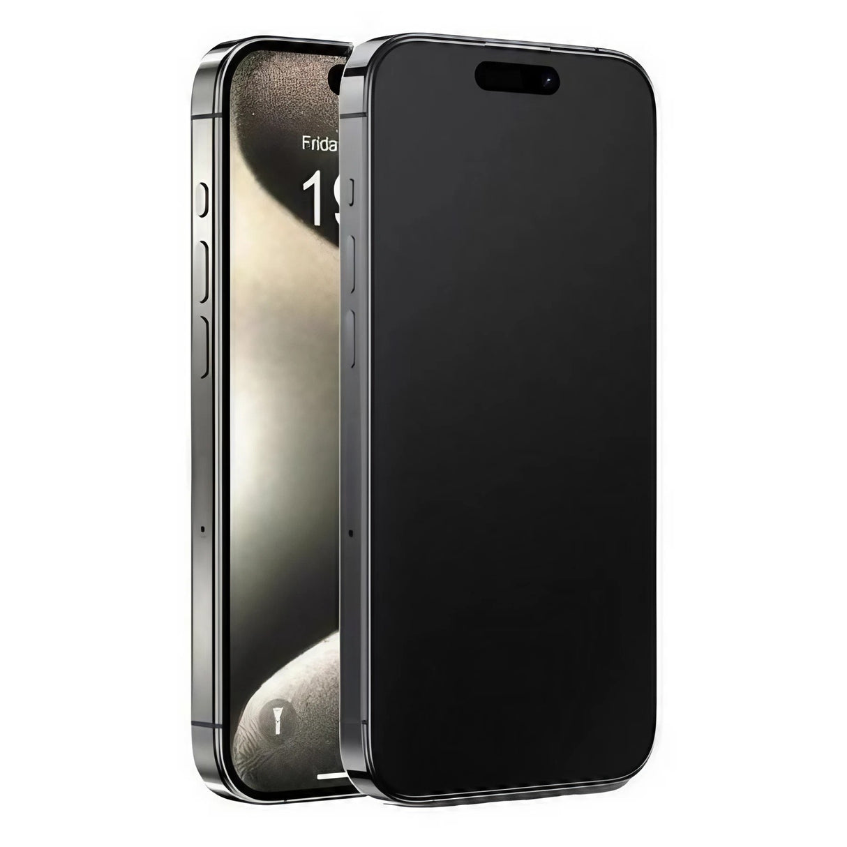 Folie ceramică Matte 9D Full Cover pentru iPhone 15 Pro, margini negre, vedere frontală