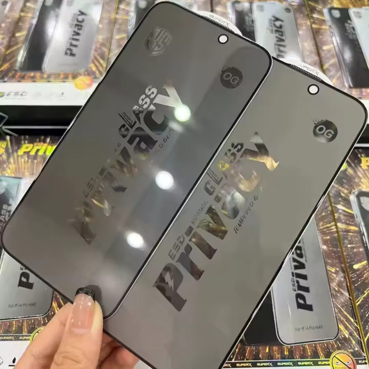 Folie de Protectie pentru Xiaomi Poco F6, Vivimall, Sticla Securizata ESD Antistatica, Super-X Privacy OG, Margini Negre, 0.30 mm, Transparent Inchis - vivimall.ro