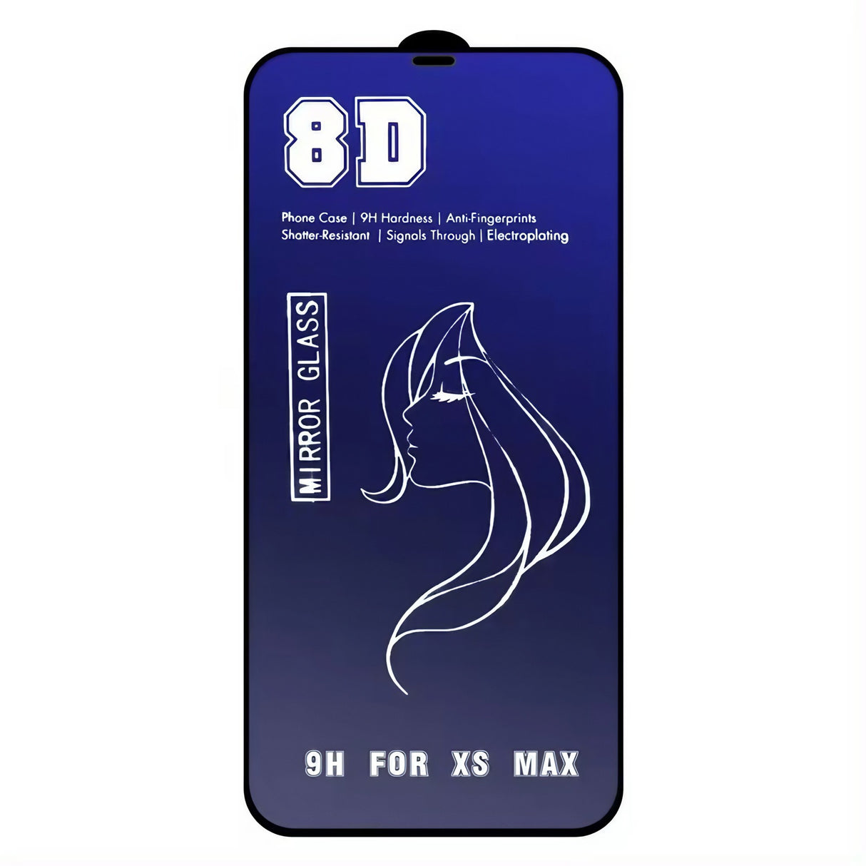 Folie protecție iPhone 15 Pro Max Tempered Glass Mirror 8D albastru, detaliu margine neagră full screen