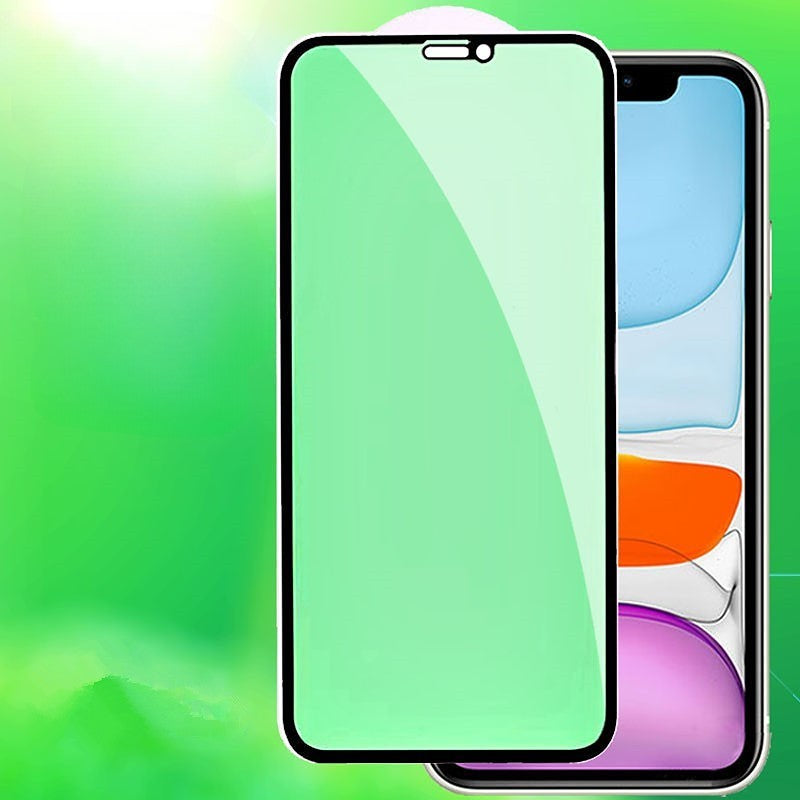Folie de Sticla Securizata pentru Apple iPhone 15 Pro, Vivimall, Lumina Verde Anti-Blue Ray, Auto-Aplicare, Protectie Completa 9D, Verde - vivimall.ro