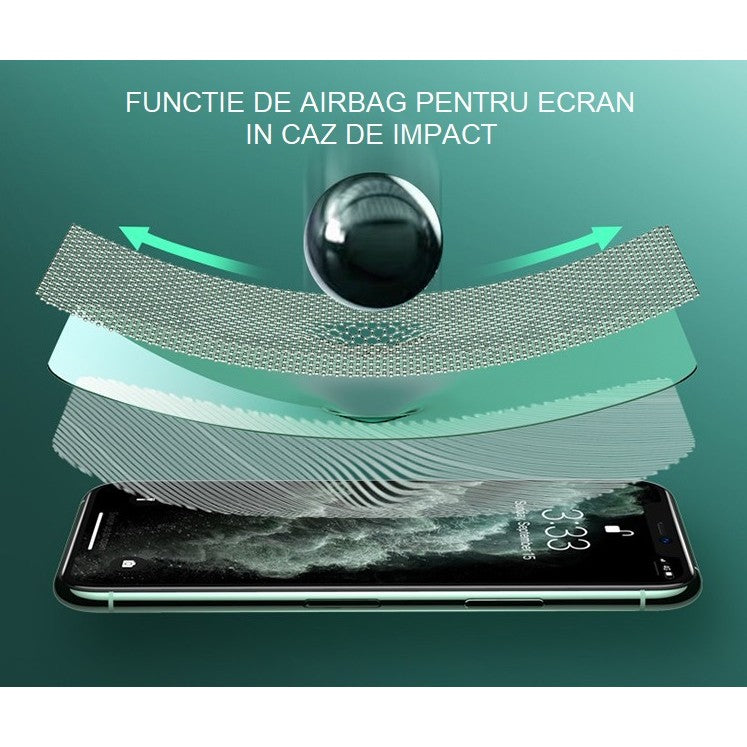 Folie de Sticla Securizata pentru Apple iPhone 15 Pro, Vivimall, Lumina Verde Anti-Blue Ray, Auto-Aplicare, Protectie Completa 9D, Verde - vivimall.ro