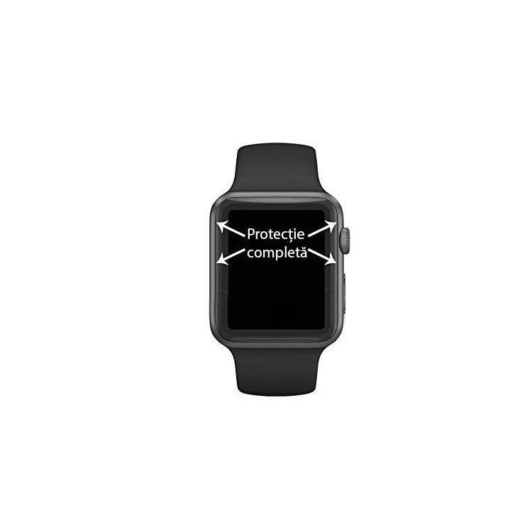 Folie Sticla Apple Watch Series 2/3 42 mm adeziv pe margine Negru - vivimall.ro