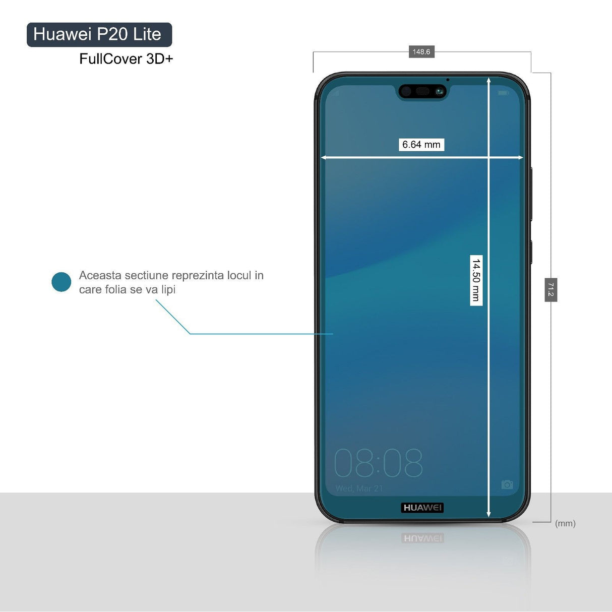 Folie Sticla Huawei P20 Lite Full Face Negru - vivimall.ro
