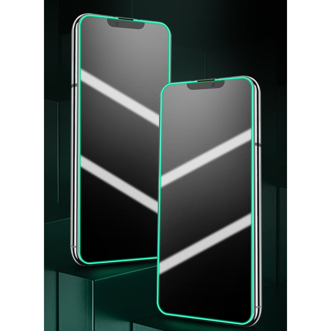 Folie Sticla Securizata Flippy, Luminous, compatibila cu Apple iPhone 14 Pro, Margine fosforescenta verde - vivimall.ro