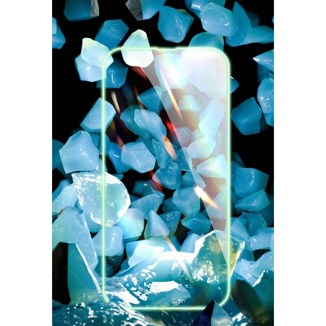 Folie Sticla Securizata Flippy, Luminous, compatibila cu Apple iPhone 13 Pro, Margine fosforescenta verde - vivimall.ro