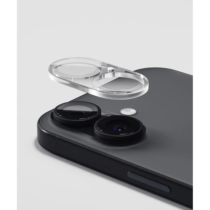 Folie sticlă transparentă 3D pentru camera iPhone 16 Plus, claritate HD, vedere unghi lateral