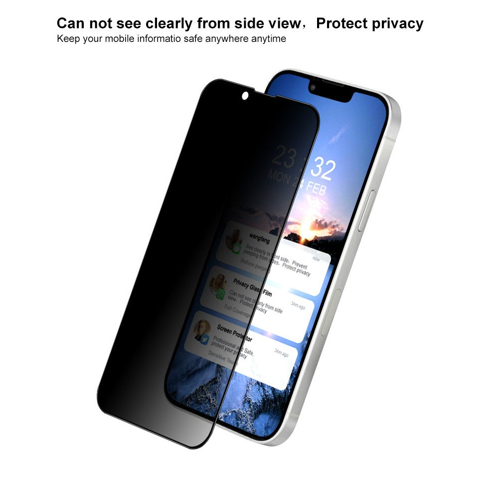 Folie Sticla securizata Flippy® compatibila cu Apple iPhone Apple iPhone 13 / 13 Pro Full Glue Privacy Negru - vivimall.ro
