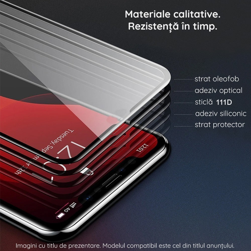 Folie Sticla Securizata, Vivimall, Compatibila cu Nothing Phone 2a, Full Glue, Margini Negre, Transparent - vivimall.ro