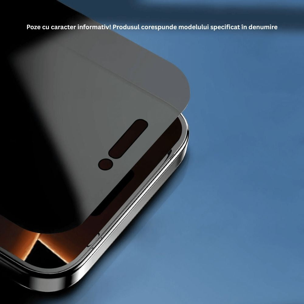 Folie Sticla Securizata, Flippy, Pentru Apple iPhone 16 Plus, Privacy Classic, 2.5D, Confidentialitate 30°, Negru Transparent - vivimall.ro