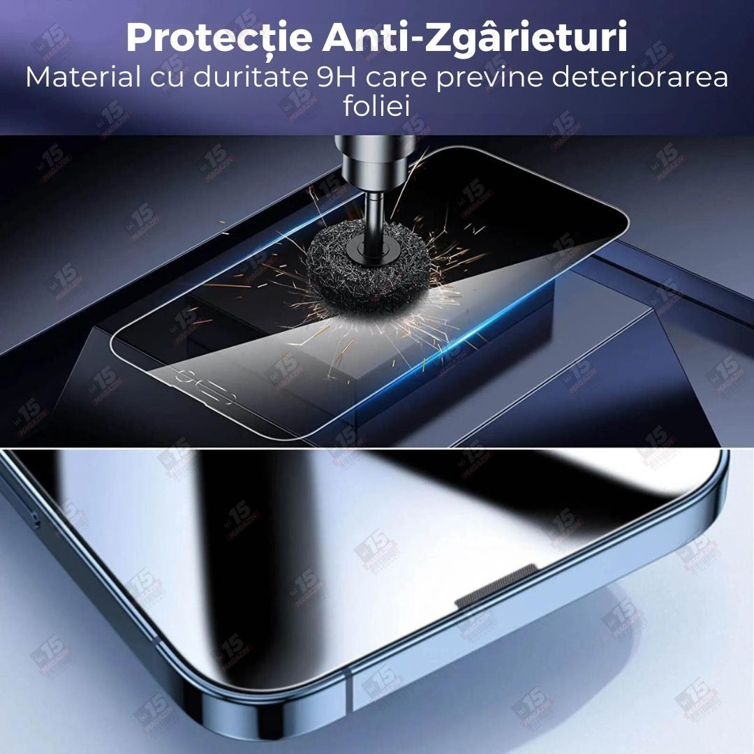 Folie Sticla Securizata, Vivimall, Pentru Apple iPhone 16 Pro Max, Privacy Classic, 2.5D, Confidentialitate 30°, Negru Transparent - vivimall.ro