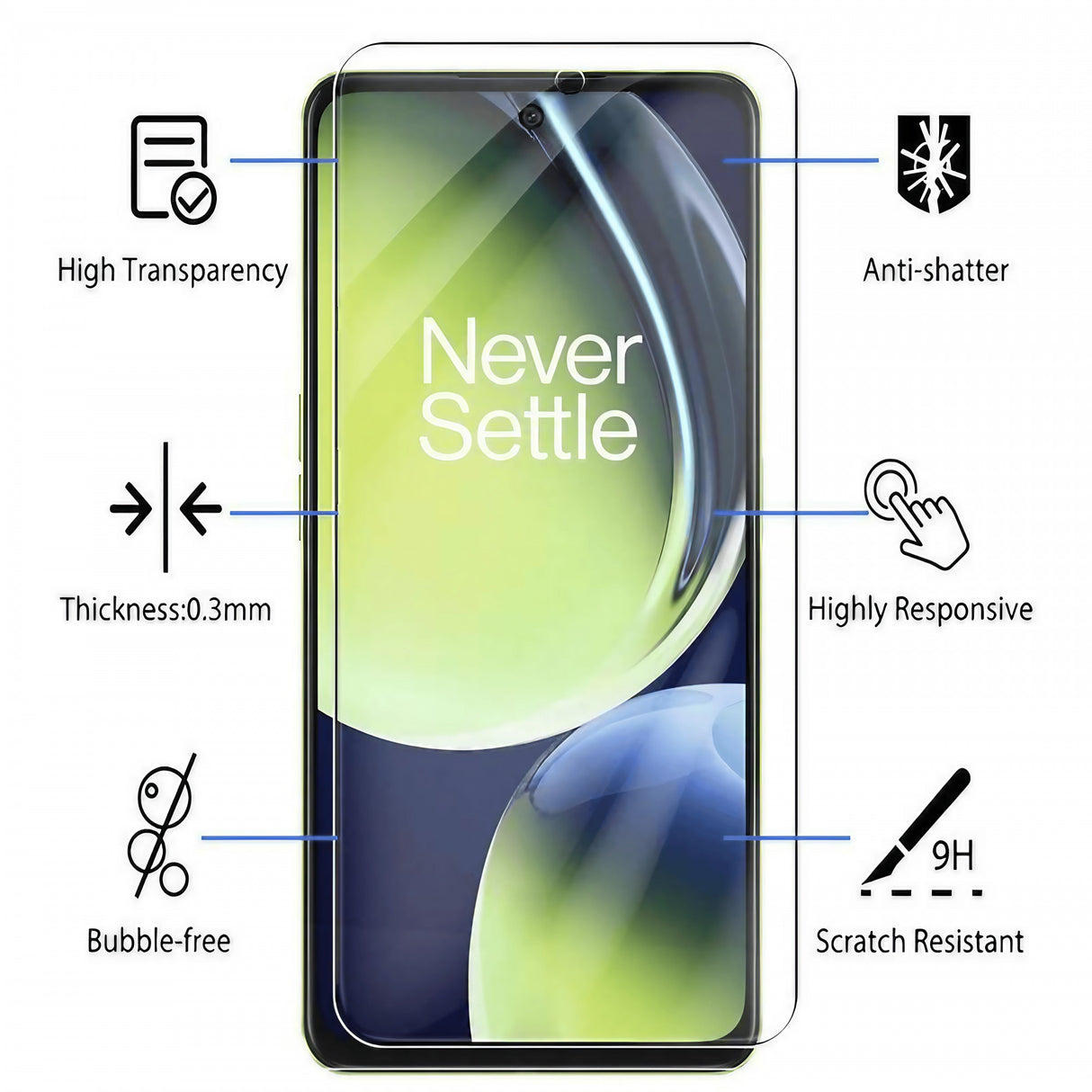 Folie protecție ecran OnePlus Nord CE2 Lite aplicată pe telefon, claritate HD vizibilă