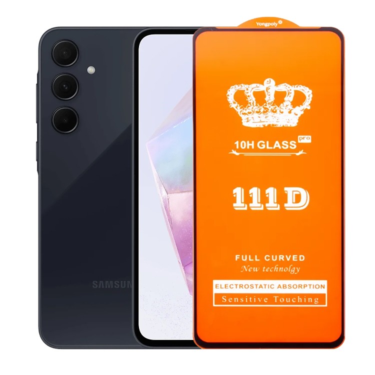 Folie Sticla Securizata pentru Samsung Galaxy A35 4G/5G, Flippy, Sticla de Protectie Compatibila cu Samsung Galaxy A35 4G/5G, Full Cover 111D, HD, Margini Negre, Transparenta - vivimall.ro