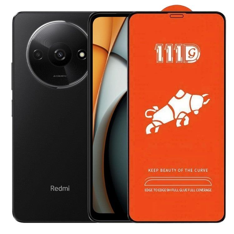 Folie sticlă securizată Xiaomi Redmi A3, Full Cover 111D, margini negre, vedere frontală produs