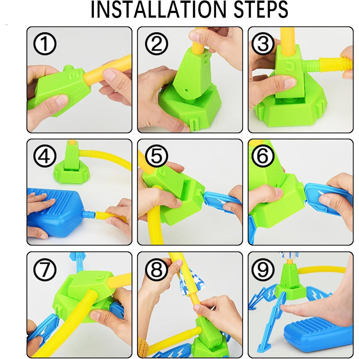 Jucarie pentru Copii, Vivimall, Lansator de Rachete cu Piciorul, un Singur Lansator, 3 Rachete cu Lumini, 40.5 cm Inaltime, Multicolor - vivimall.ro