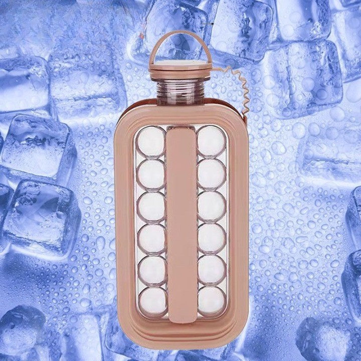 Forma pentru Gheata 2 in 1 Portabila, Vivimall, sub Forma de Sticla, Sfere, Diametru 3 cm, Multifunctional, 17 Bilute, 27.5 x 11.4 x 5.5 cm, Culoare Roz Pal - vivimall.ro