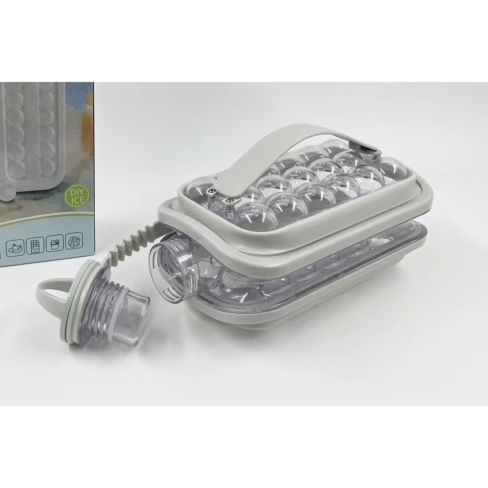 Forma pentru Gheata 2 in 1 Portabila, Vivimall, Tavita sub Forma de Sticla, Diametru 3 cm, Multifunctional, 17 Bilute de Gheata, 27.5 x 11.4 x 5.5 cm, Culoare Alb - vivimall.ro