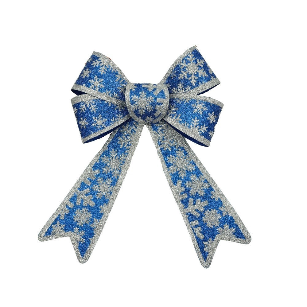 Funda pentru brad, Albastra, model de nea, cu margini argintii, 15 x 23 cm, PVC, Flippy - vivimall.ro