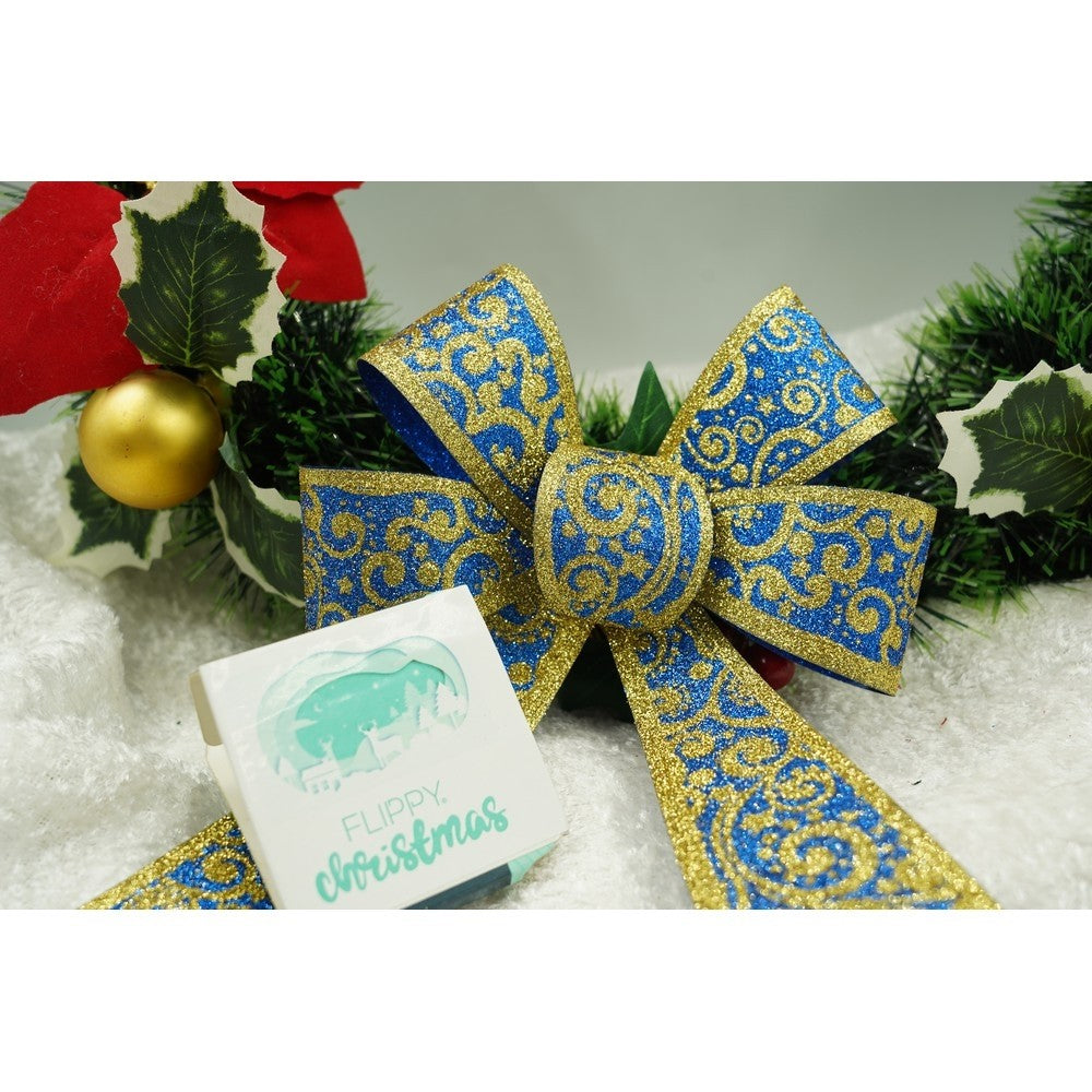 Funda pentru brad, Albastra, model spiralat, cu margini aurii, 15 x 23 cm, PVC, Flippy - vivimall.ro