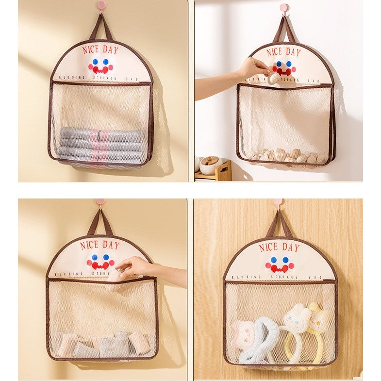 Geanta de Depozitare, Vivimall, Tip Saculet, de Agatat, Multifunctionala, din Plasa, 40 x 10 x 44 cm, Maro - vivimall.ro