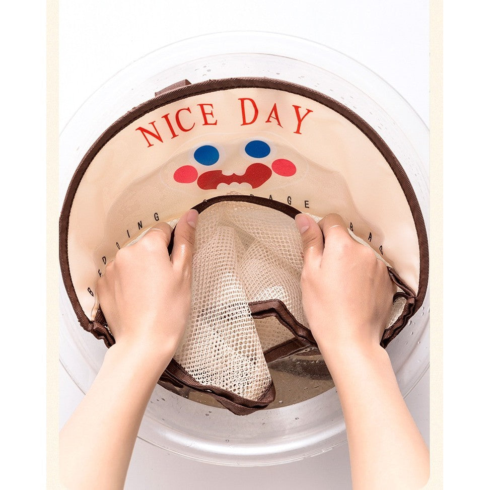 Geanta de Depozitare, Vivimall, Tip Saculet, de Agatat, Multifunctionala, din Plasa, 40 x 10 x 44 cm, Maro - vivimall.ro