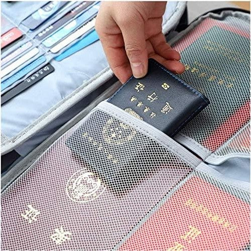 Geanta Vivimall pentru Depozitare Acte si Documente, Facturi, Carduri, cu Cod de Securitate, 5 Compartimente, Impermeabila, 37 x 20 x 27 cm, Gri - vivimall.ro