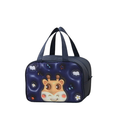 Geanta Frigorifica, Cu Desene Animat 3D, Portabila Pentru Copii, De Pranz, Din Panza Oxford, 27.5X18X20 Cm, Model Cerb, Albastru - vivimall.ro